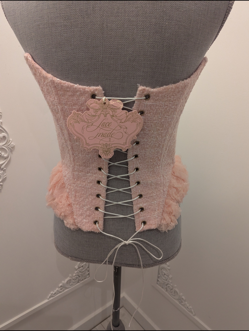 Lacemade Pink Floral Pearl-Trim Corset - Picture 4 of 7